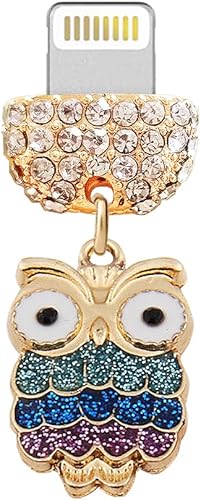 ELISE & FONDA CP516 Puerto de carga USB cristal anti polvo enchufe pequeño búho teléfono encanto para iPhone 131211XS MAXXRX8 Plus76S8SE iPad iPod