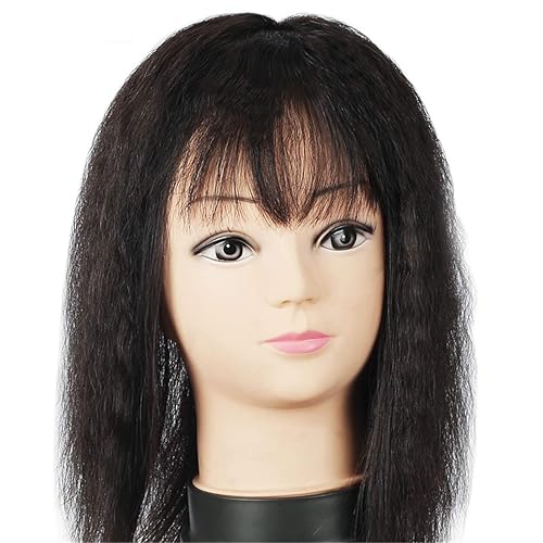 Miniatura 8 de Pieza de cabello humano 100% real para mujeres con pérdida de cabello, clip en base de seda Yaki de 3 x 5 pulgadas, 10 pulgadas, negro natural