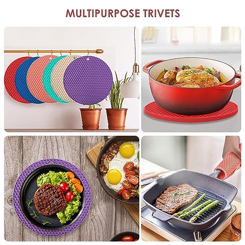 Image of 6 Pack Silicone Trivets for Hot Pots and Pans, 9 inch Colorful Silicone Trivet for Hot Dishes, Extra Large Non-Slip & Heat Resistant Hot Pads for Kitchen Counter(Colors)