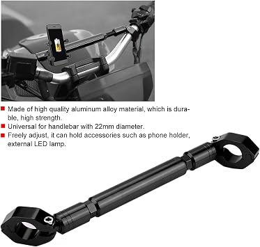 Motorcycle Balance Bar, Aluminum Alloy Motorbike Balance Handlebar Cross Reinforce Lever Accessories for 22mm Universal Motorcycle ATV Motor Bike(Black)