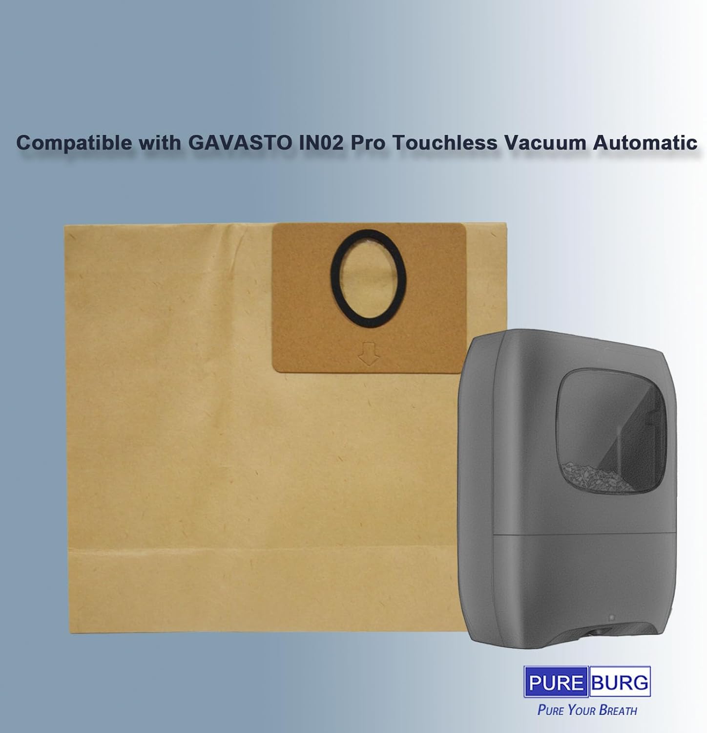 PUREBURG Replacement Dust Bag Compatible with GAVASTO IN02 Pro Touchless Vacuum Automatic Dustpan,12-Pack High-efficiency For Captures Dust