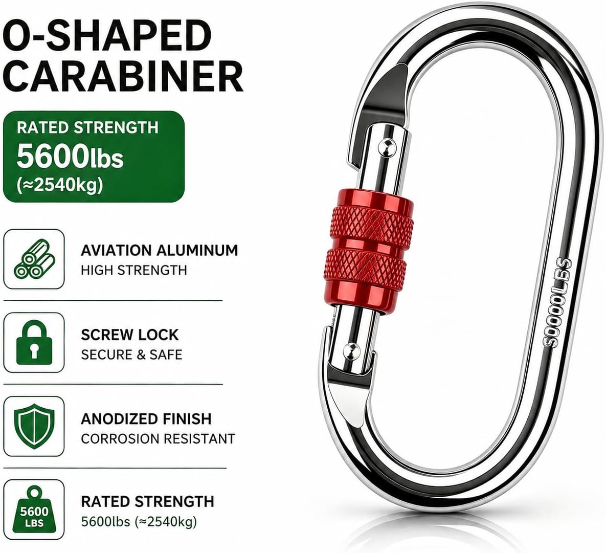 Locking Carabiner Clips,4.38IN Heavy Duty Oval Carabiners(Silver,Red,Blue) image 4