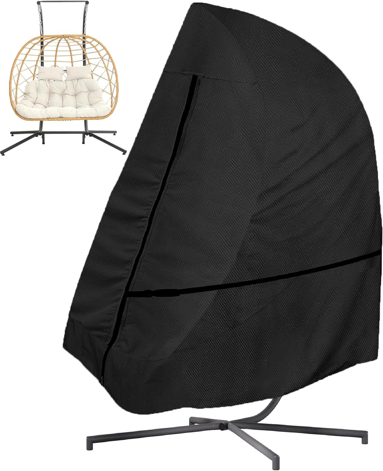Double Egg Chair Cover, 600D Heavy Duty Waterproof Hanging Egg Chair with Waterproof Zipper