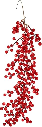 ARTIBETTER 2 coronas de flores para colgar en la pared de frutas rojas de imitación para puerta delantera, decoración de plantas, guirnalda de mesa,