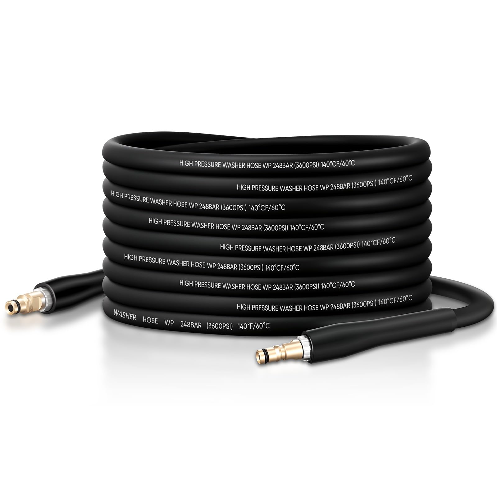 10 m Tubo ad alta pressione resistente alle pieghe – 248 Bar / 3600 PSI, tubo di ricambio super flessibile compatibile con la serie Karcher K2 K3 K4 K5 K6 K7, per uso tutto l’anno, nero