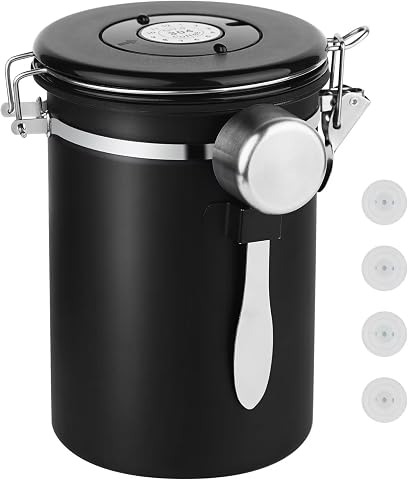 22 oz stainless coffee canister with date dial