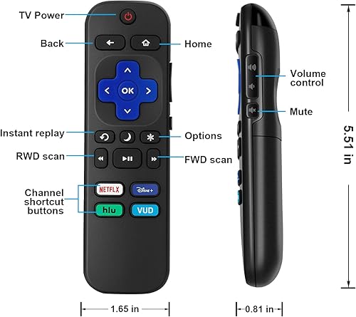 Miniatura 7 de Control remoto universal de repuesto para Roku TV, compatible con Hisense Roku/TCL Roku/para Onn Roku/para Sharp Roku TV, control remoto con botones