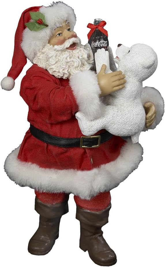 Coca-Cola Kurt Adler Coke Santa with Polar Bear Table Piece, 10-Inch
