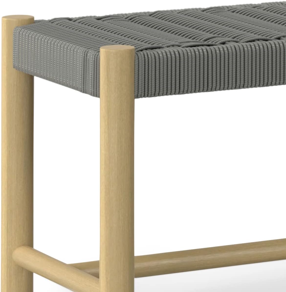 SIMPLIHOME Dahlia SOLID ACACIA WOOD 18 inch x 46 inch Contemporary Outdoor Indoor Bench in Grey for the Garden