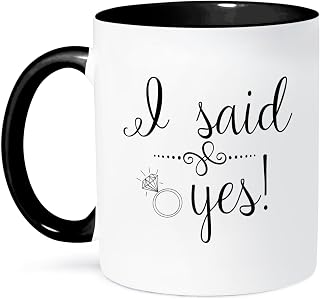 3dRose mug_235578_4 I Said Yes Engagement Ring - Two Tone Black Mug, 11oz