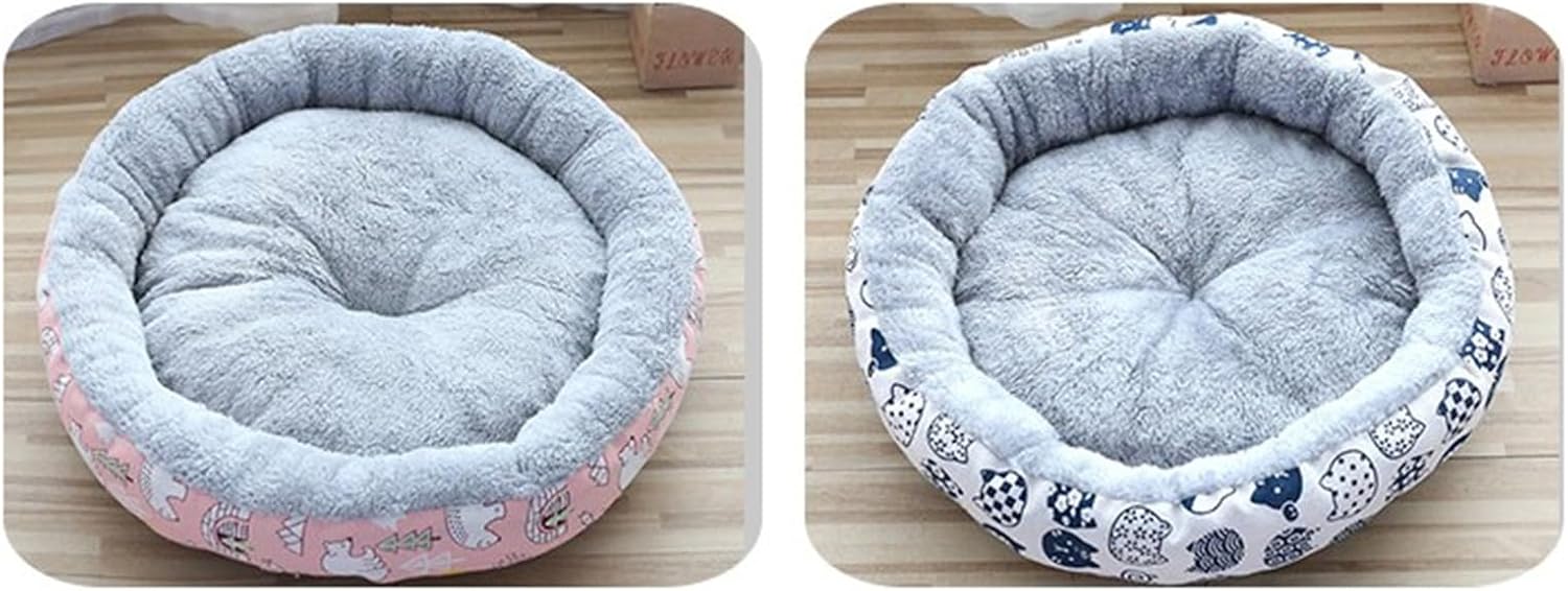 review Round Donut Cat and Dog Cushion Bed Soft Plush Pet Cushion Anti-Slip&Water-Resistant Bottom Dog Bed Style D Size 34cm