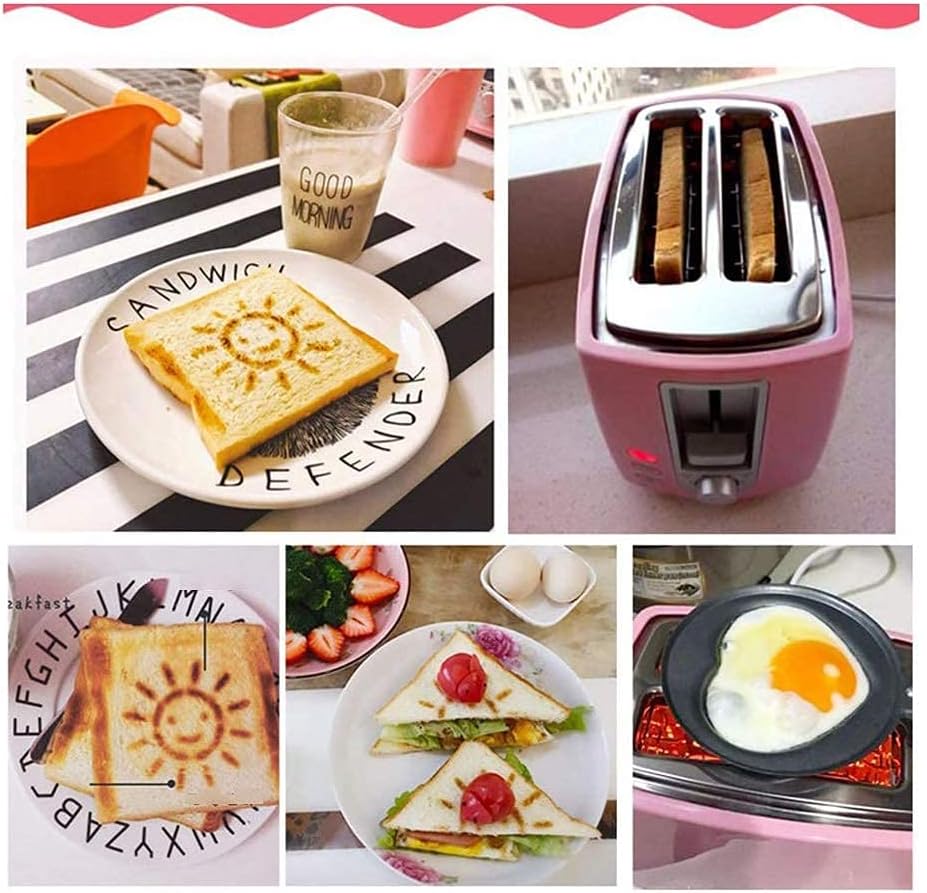 600W Small Bread Toaster Automatic Fast Heating Machine Breakfast Sandwich Baking Household Appliance (Color : Pink) (Blue)