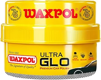 Waxpol Ultra Glo Premium Paste Wax Car Polish With Applicator Sponge (230g) For High Gloss Shine