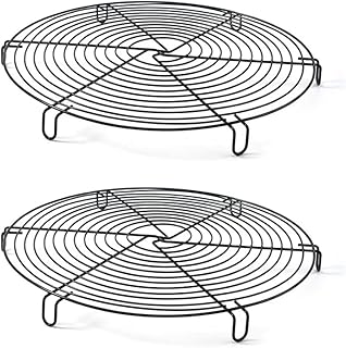 HUYIWEI 2 Semplici Griglie da Forno, Griglie in Metallo Antiaderente, Torte di Pane Rotonde Raffreddanti, Griglia Secondaria 32x32x3cm (Nera)