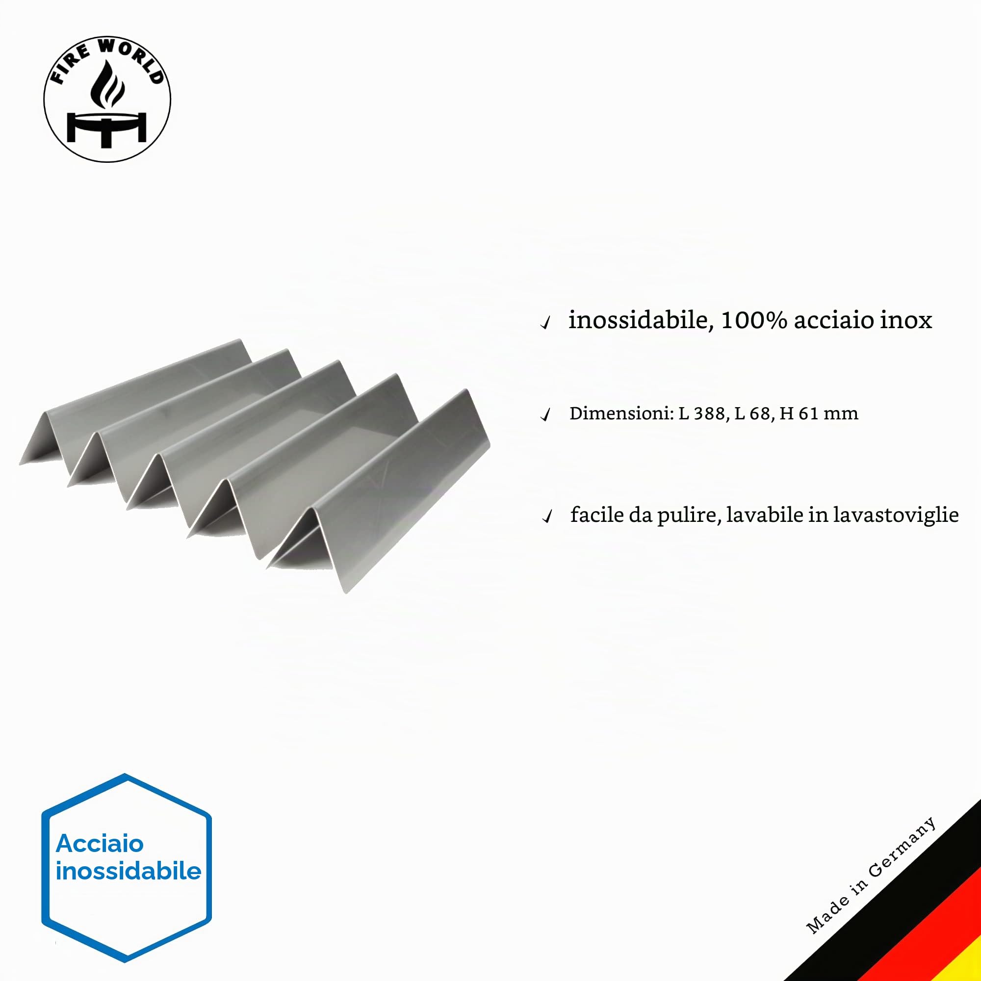 Flavorizer Barre Acciaio Inox aromatizzazione per Weber Spirit 300 Serie Gas Grill (Pannello di Controllo Montato Anteriore)-7636