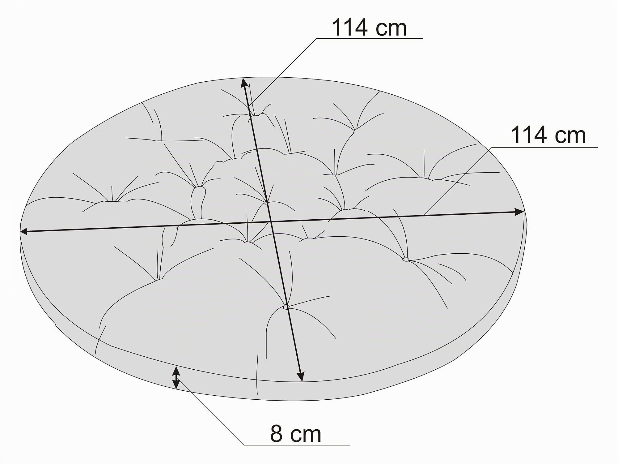 PillowPrim Polster für Papasansessel, Auflage, Ersatzpolster Papasan D 114 cm, Bodenkissen gepolstert Sitzkissen Krabbeldecke Hängesessel Made in EU - Beige