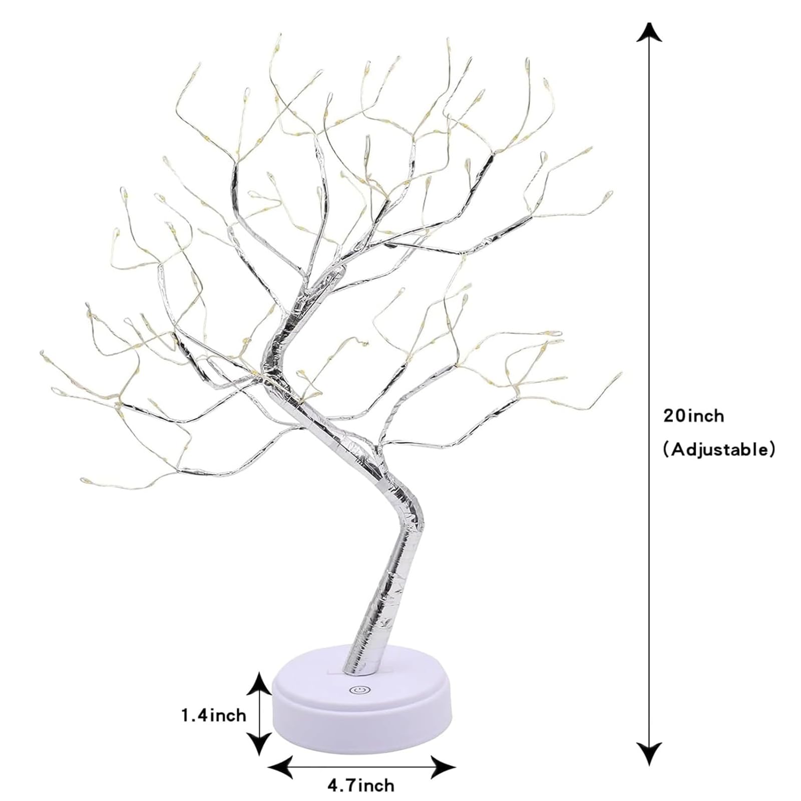Arbre Lumineux LED, 108 LED Lumière d'arbre Intérieur, 8 Modes Variable, Lampe Arbre Lumineux Branches Réglables, pour la Décoration de Fête de Mariage, Alimentation par USB/Batterie