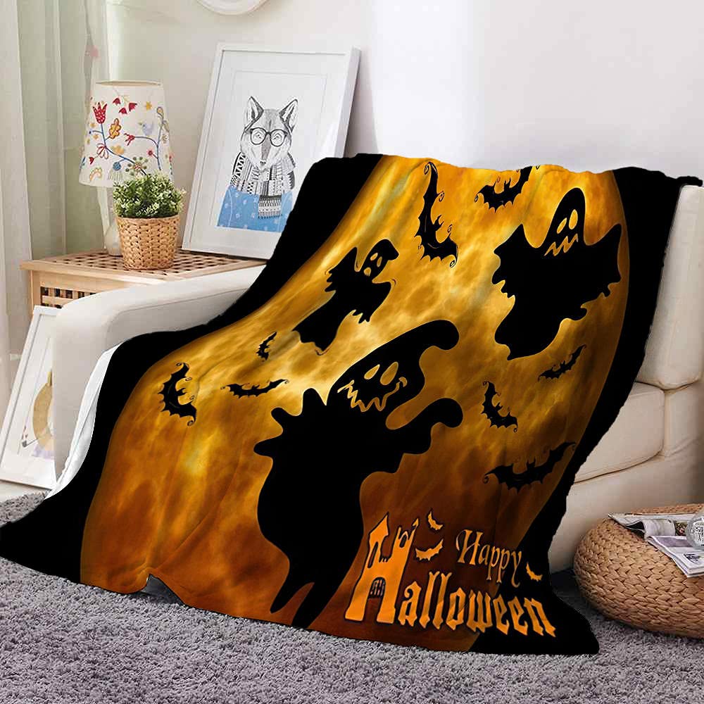 VHKJewE Sherpa Throw Blanket Halloween Ghost Throws for Sofas Large Fall and Winter Fleece Soft and Cosy Heavy(150x200cm)