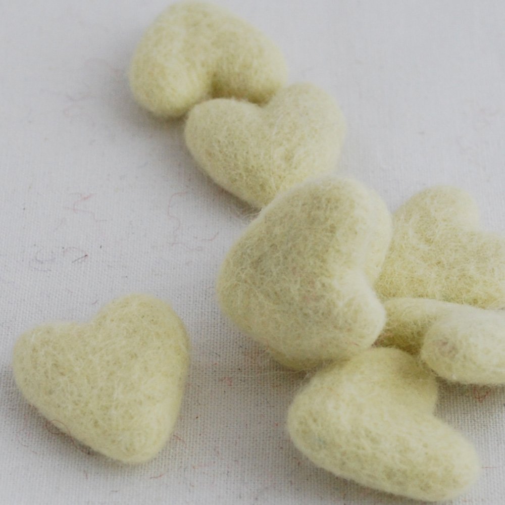 Oriental Direct Cream 100% Wool Felt Hearts - 3Cm - 10 Felt Hearts