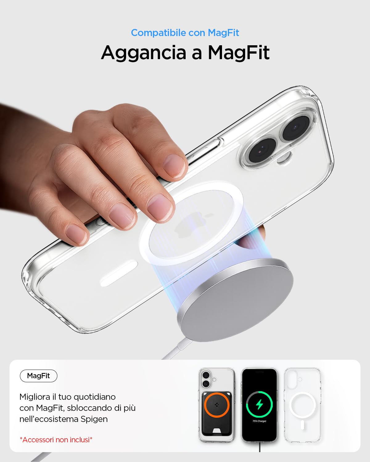 Spigen Cover per iPhone 17, Ultra Hybrid MagFit, Compatibile con MagSafe [Tecnologia DuraClear] - Clear White