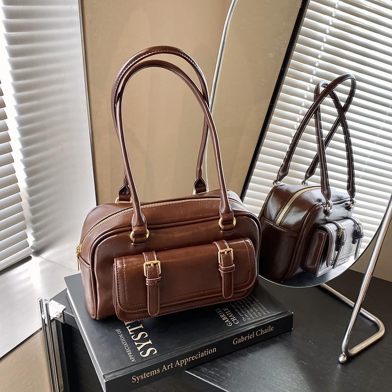 Leather Retro Shoulder Bag for Women with Pendant Casual Purse Tote Handbag Satchel Handbag Trendy Purse Bag for Daily Use4