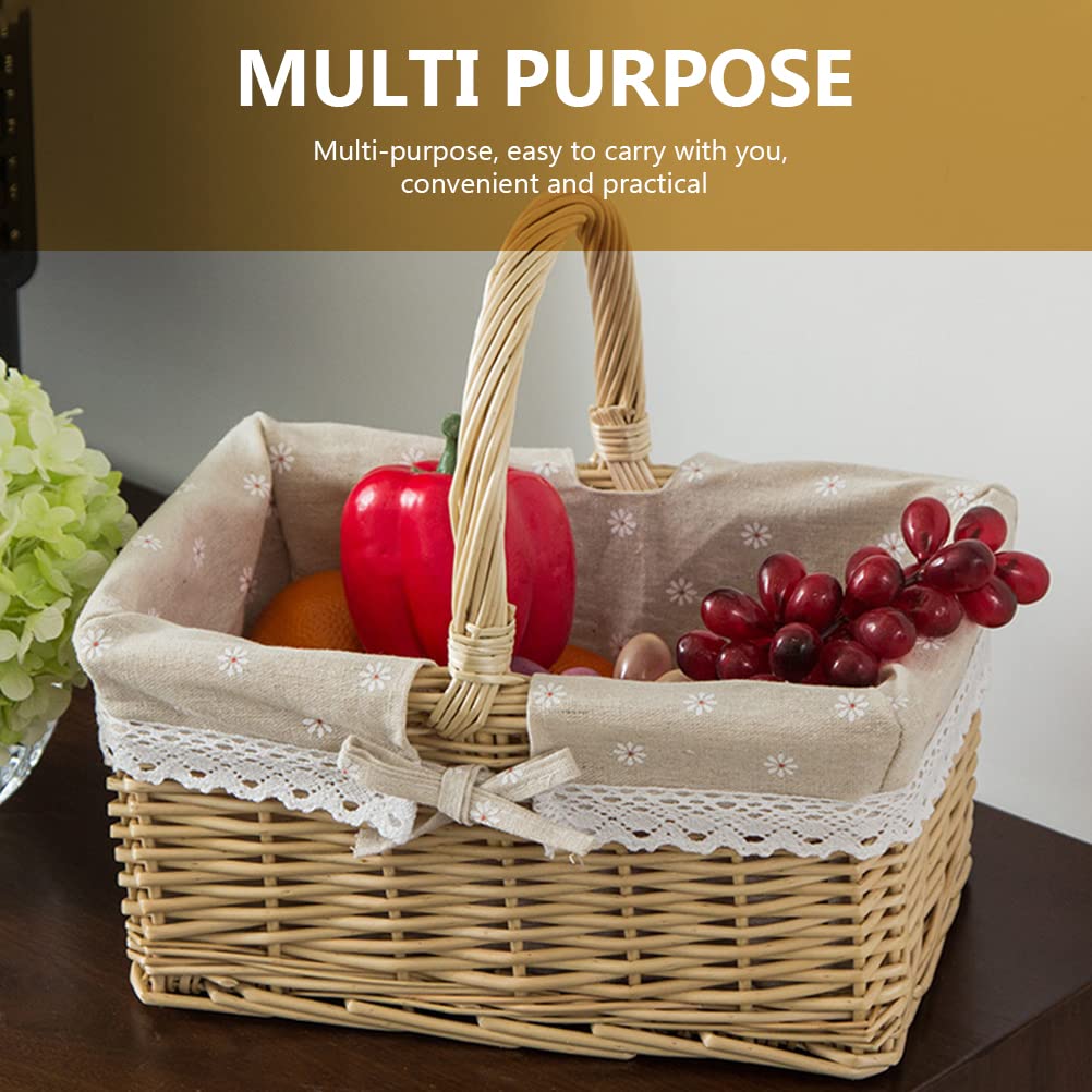 Panier Tressé Main Décoration Avec Poignée – Idéal Pique-nique, Courses Ou Décoration – Style Naturel Et Pratique Panier En Osier