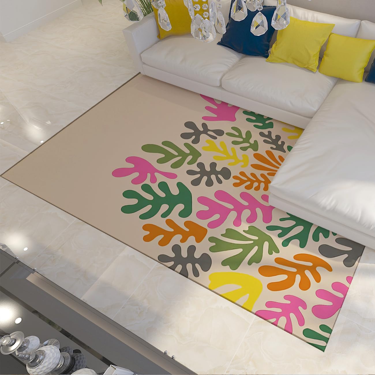 Tapis lavable antidérapant grand format 200x300cm style géométrique coloré