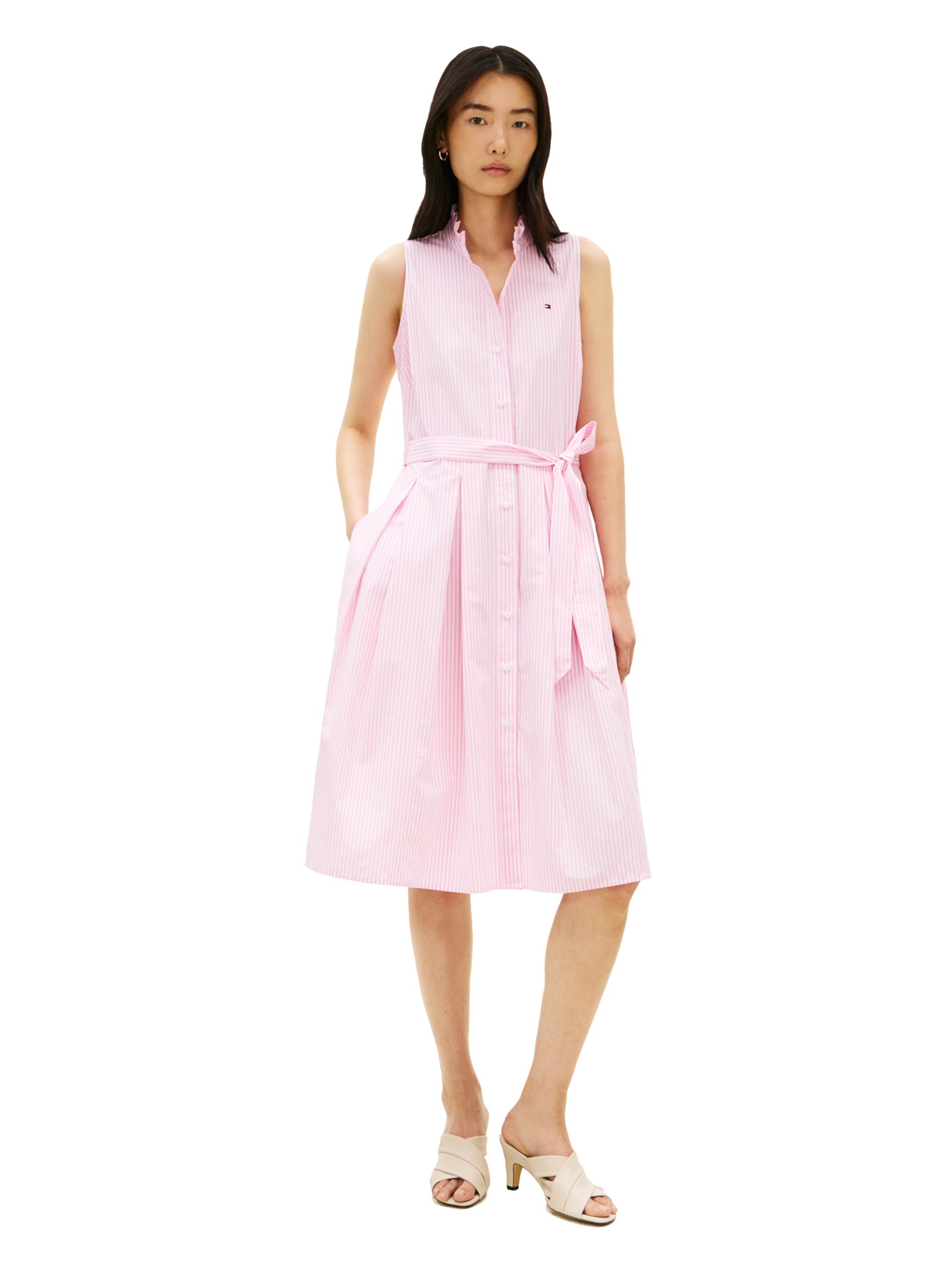 

                                                    Tommy Hilfiger Women's Poplin Frill Sleeveless Shi