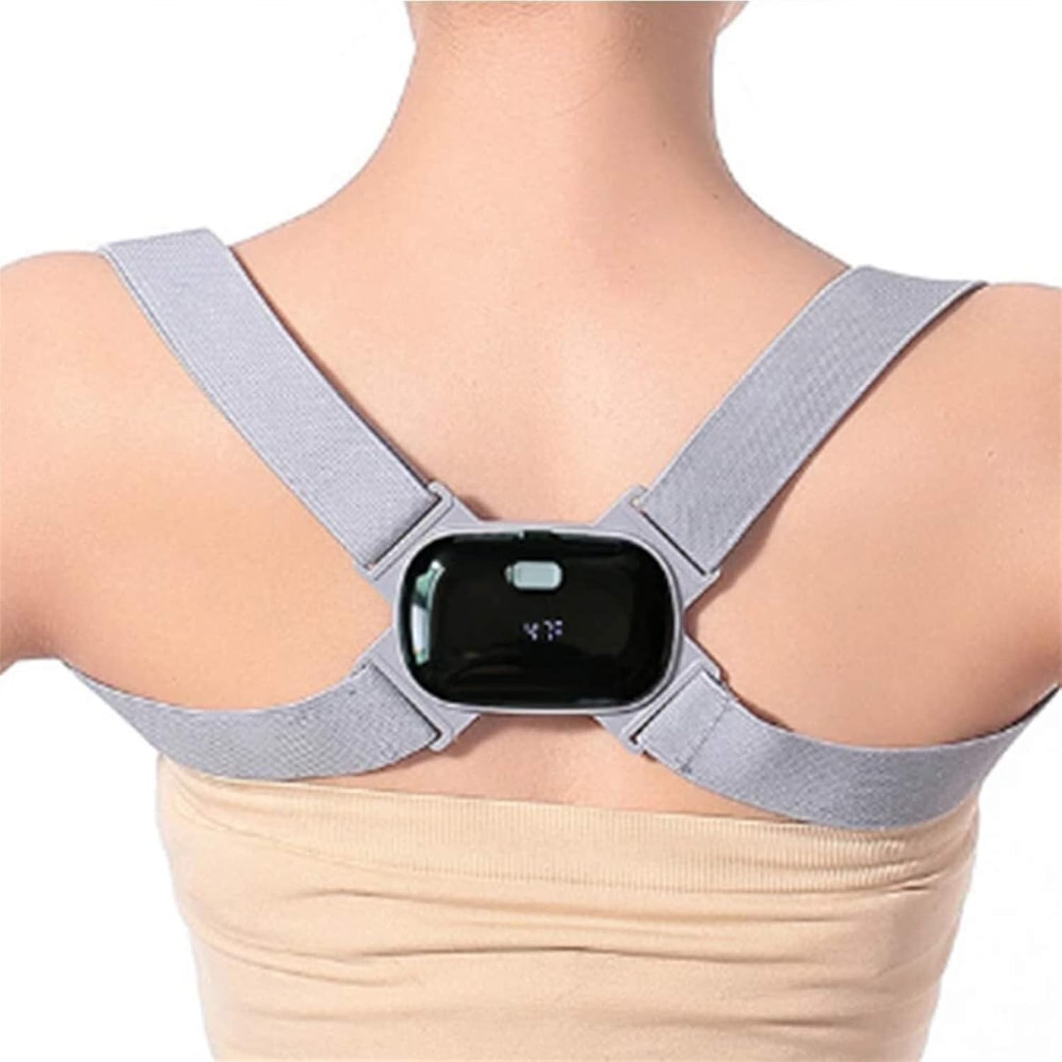 Posture Corrector Smart Sensor Corrector Men Women, Full Back and Neck Support Adjustable Straps with Smart Sensor Vibration Reminder Back Posture (Color : Gray)