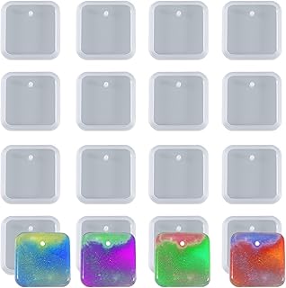 20pcs Square Jewelry Casting Molds, Silicone Pendant Keychain Resin Molds with Hanging Hole, Jewelry Making DIY Craft Tools - 42mm/1.65 inch