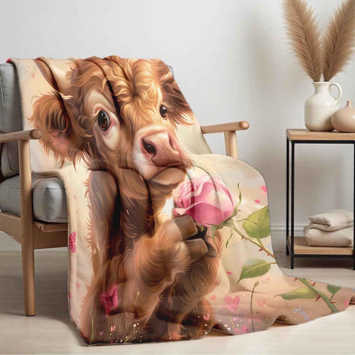 Highland Cow Blanket for Bed Couch Highland Cow Print Throw Blanket Queen Size Soft Animal Flannel Bedding Gifts for Women Adults Kids (49"x59") - Image 3