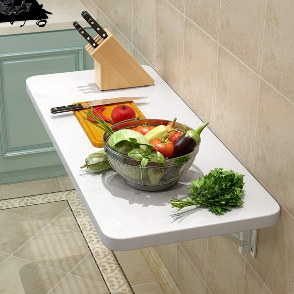 Lcxligang Wall Mounted Folding Table/Folding Table Kitchen Dining Table/Laptop Desk/Made From MDF (White Wall Table 60Cm × 40Cm) (Color : 60cm×40cm)