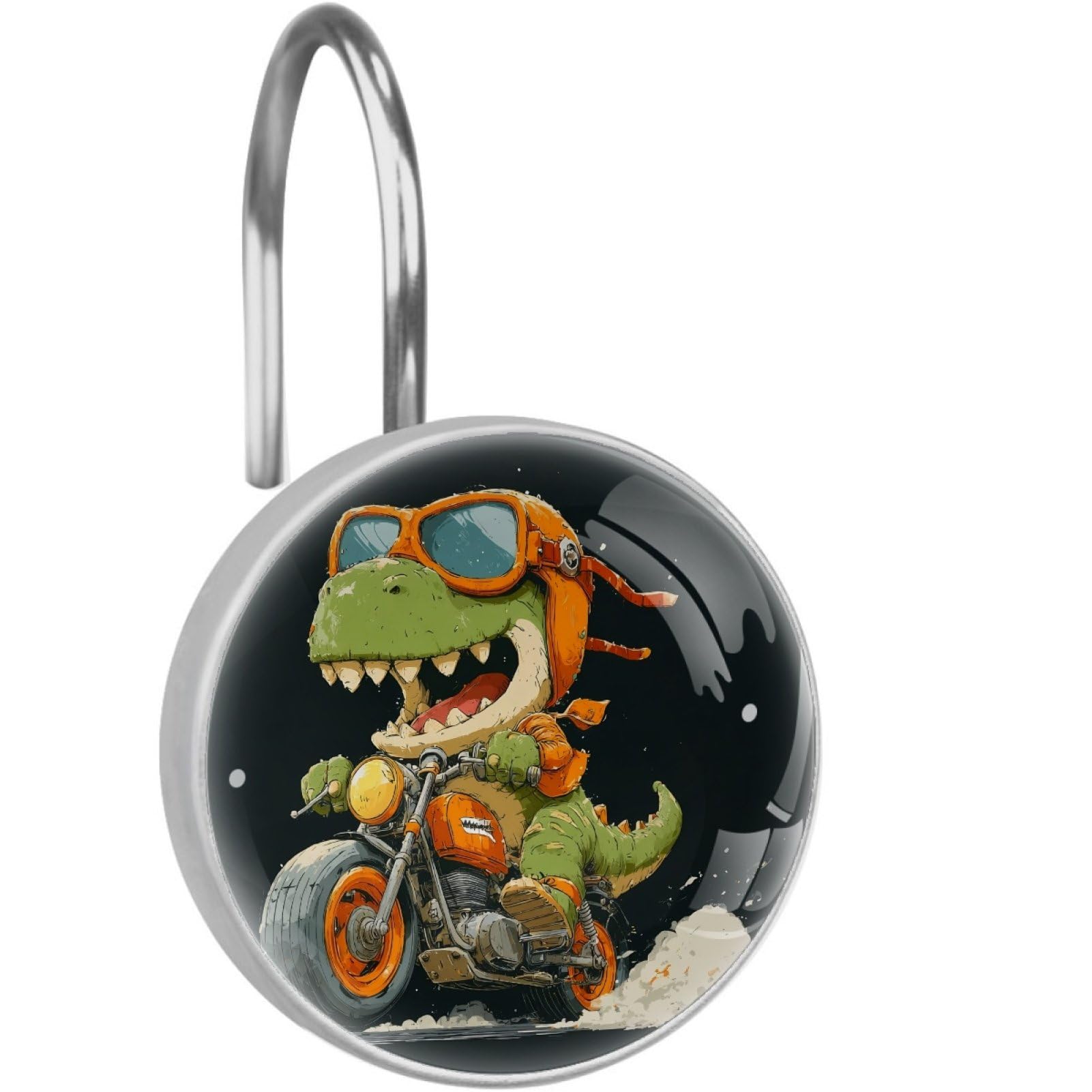 VAPOKF Decorative Shower Curtain Hook, Dinosaur Rustproof Stainless Steel Shower Curtain Hook for Bathroom, Shower Curtain Hangers for Shower Rod