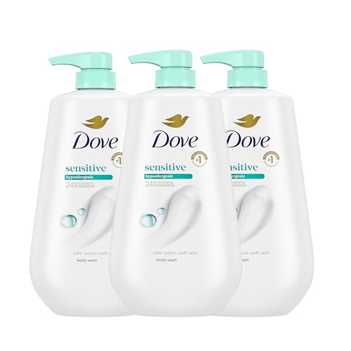 Unilever Dove Body Wash Sensitive Skin For 24hr Lotion-Soft Moisturizing Cleanser Gentle Hypoallergenic Formula with No Sulfates No Parabens 20 oz