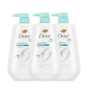 Dove Body Wash 3 Count Sensitive Skin For 24hr Lotion-Soft Skin Moisturizing Skin Cleanser Gentle Hypoallergenic Formula with No Sulfates No Parabens