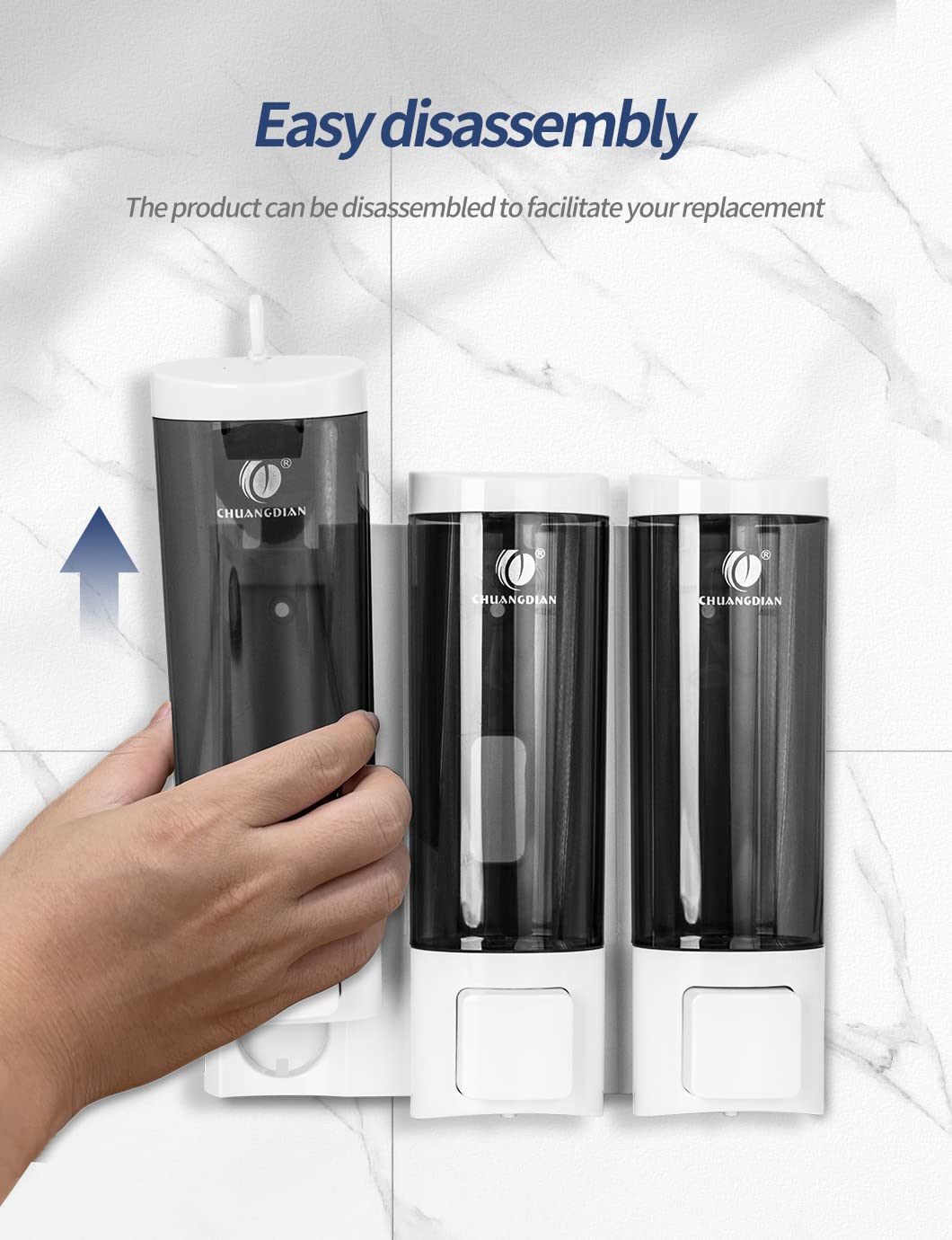 Triple dozownik mydła 200 ml, do łazienki, naścienny żel pod prysznic, szampon i odżywka, pojemnik na detergenty, do mycia rąk, ciała, dozownik mydła w płynie, do domu, hotelu, restauracji