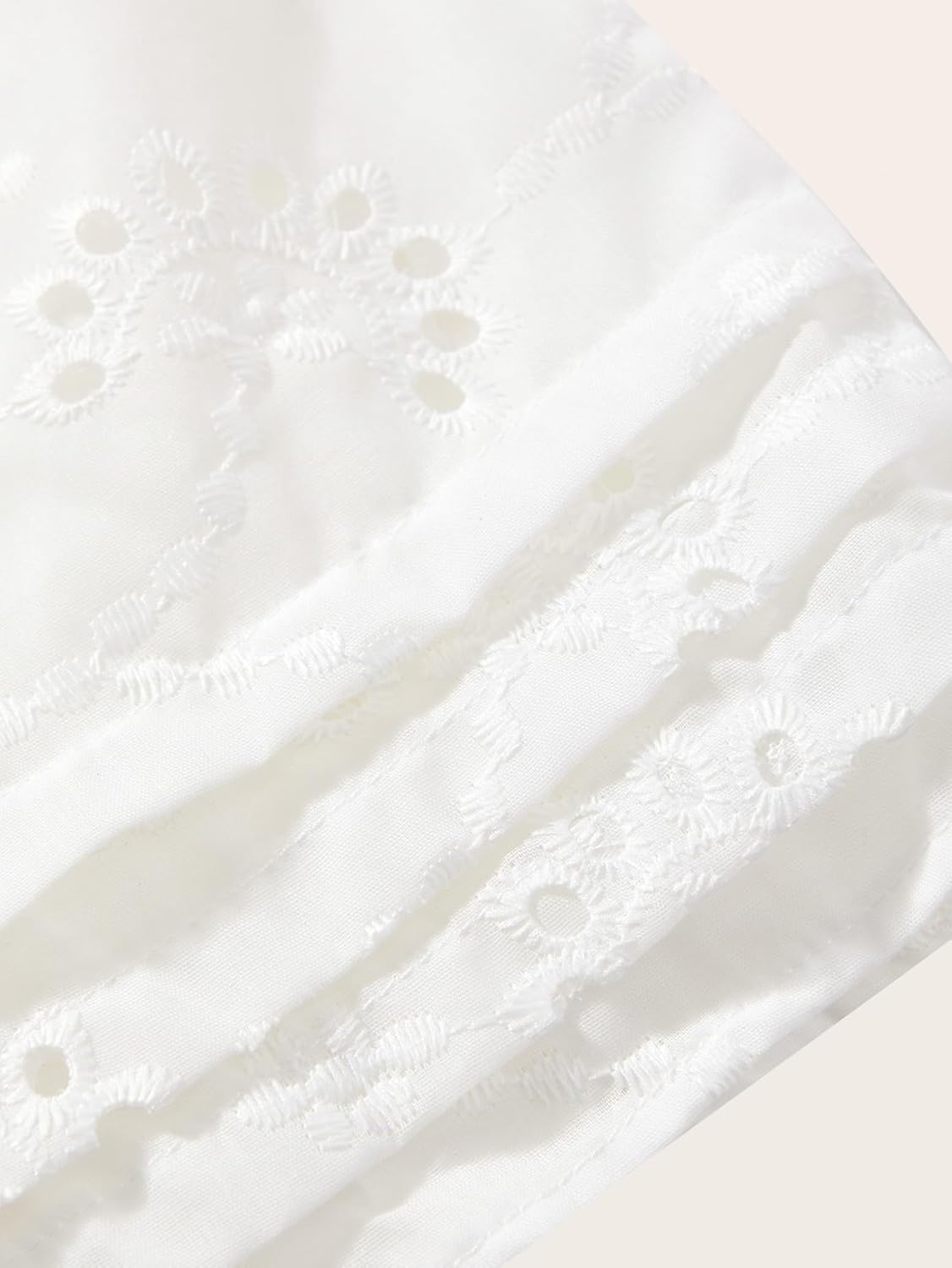 Women's Summer Lace Eyelet Embroidery Blouse Cute Button Down Square Neck Dressy Casual Tank Tops - Image 5