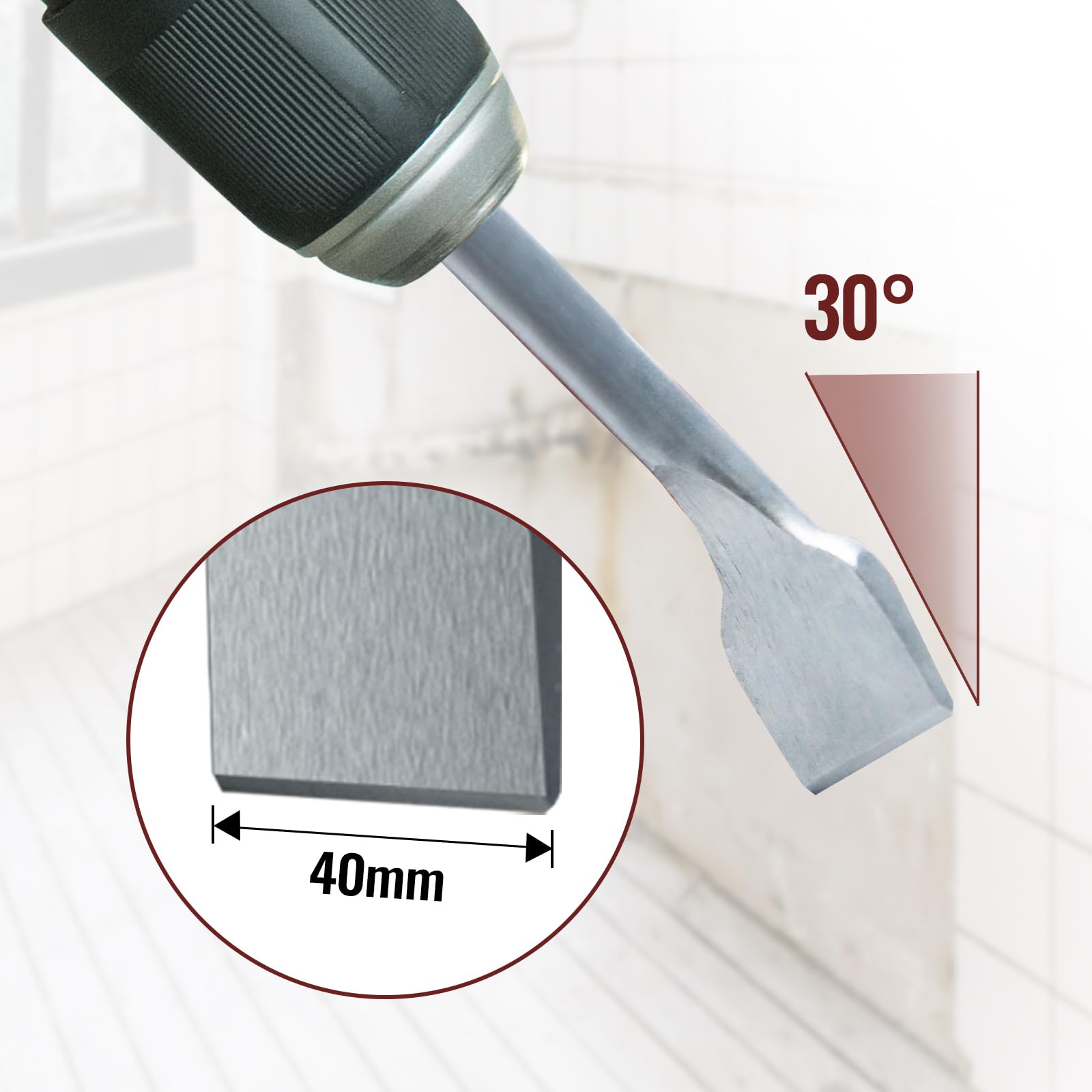CCLIFE Scalpello SDS plus, Scalpelli per Piastrelle Scalpelli per Rimuovere di Calcestruzzo Muratura, Scalpello a Spatola per Trapano a Percussione