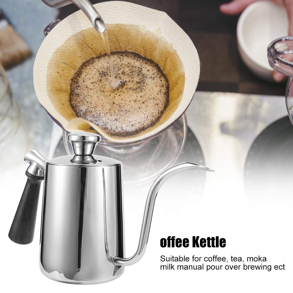 Atyhao Hervidor de café, Pico de café de Acero Inoxidable de 600 ml, hervidor de Agua, Tetera, Cuello de Ganso, Goteo Manual