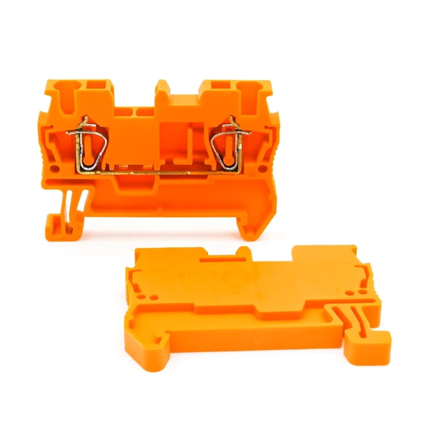 10Pcs ST2.5 DIN Rail Terminal Block Spring Clamp PA66 Connectors 2.5mm² 32A 800V, IEC60947 Fireproof for Sensor Wiring(ST-2.5-10 PCS-Orange)