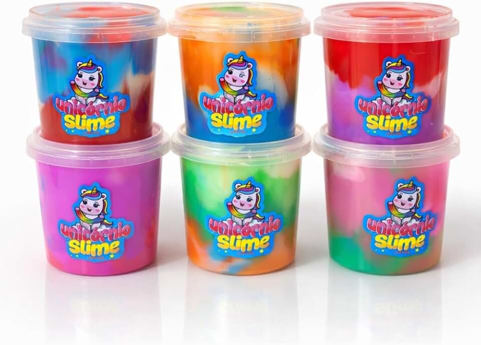 Slime Unicórnio Arco Íris 180g em Pote – Slime Infantil Multicolorido Sortido – Geleia de Brincar Sensorial – Brinquedo Atóxico com Selo Inmetro – Cores Surpresa