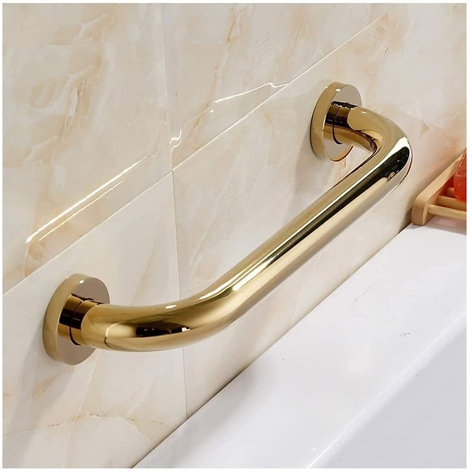 Barre d'appui en laiton pour baignoire et douche dorée chic de 42cm