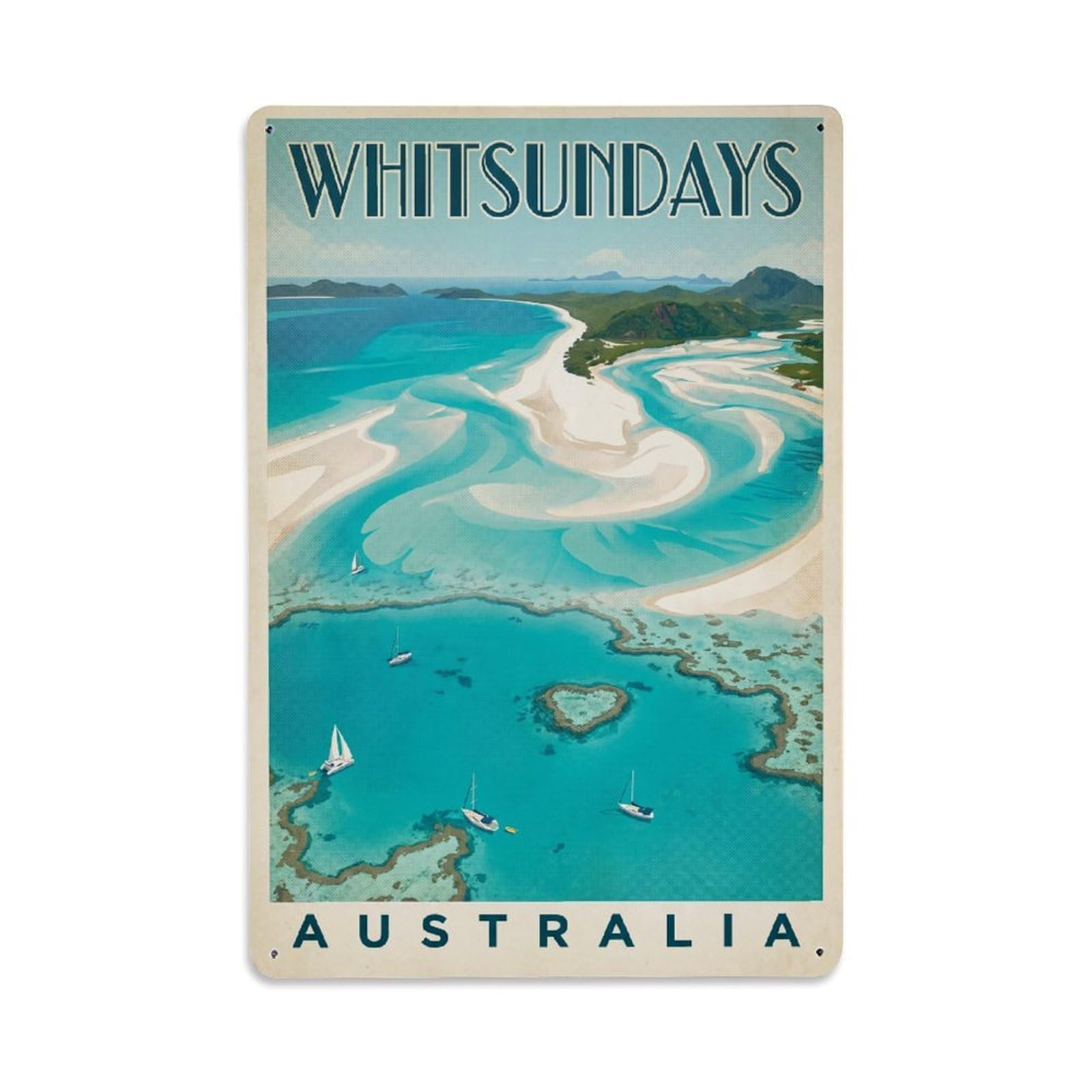 Metal Tin Sign Australia Whitsundays Retro Travel