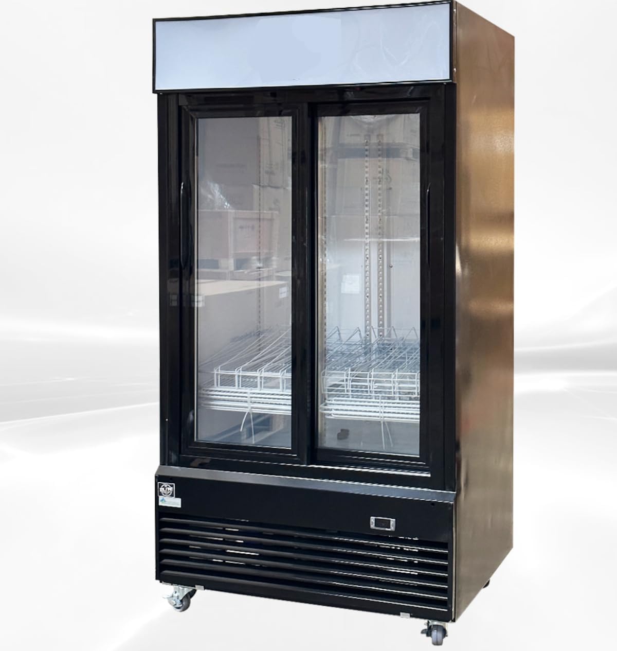 Commercial Refrigerator Glass 2-Door Sliding Door 41 inches width, capacity 27 cuft, Merchandiser Display Cooler Beverage Fridge Drink cooler NSF Certified, 110V, Restaurant Kitchen Cafe ESM-33SR