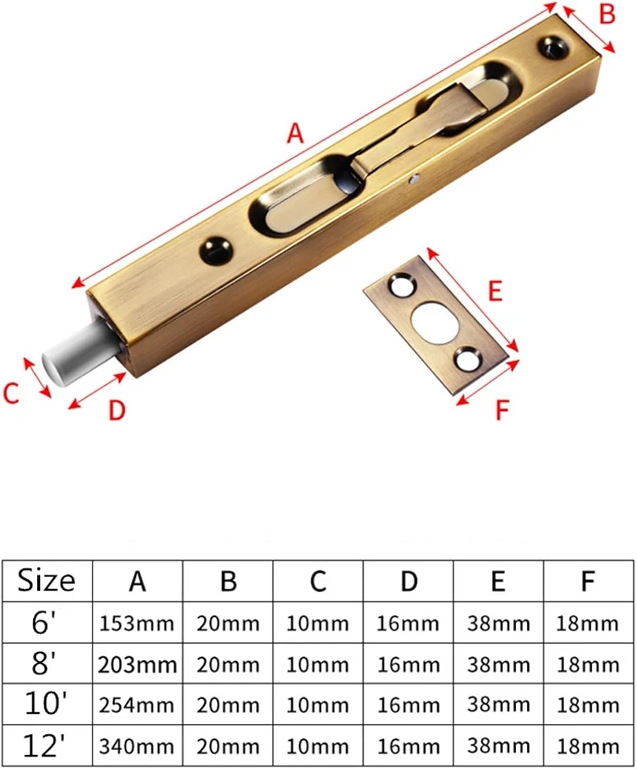 Flush Bolt for Double Door 4PC 6inch Stainless Steel Hidden Door Bolt Security Guard Latch Sliding Lock Bathroom Dust Proof Hardware(Rose Gold)