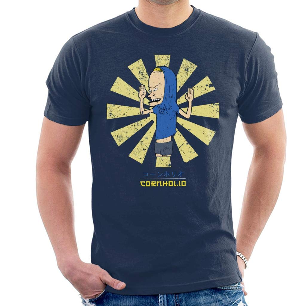 Cloud City 7 Men's Navy Blue Cornholio Retro Japanese Beavis And Butthead T-Shirt