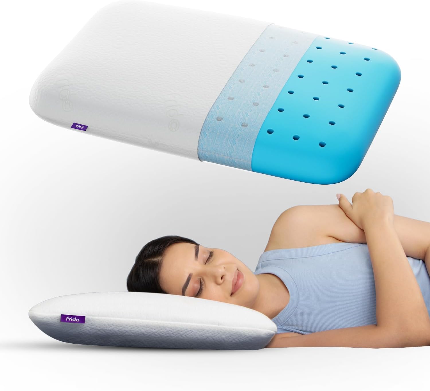 Frido Ultimate Deep Sleep Pillow | King Size 4 Inch Height | Orthopedic Grade Gel Memory Foam for Neck & Shoulder Pain Relief, Includes Bamboo Pillow Cover, Pack of 1, White
