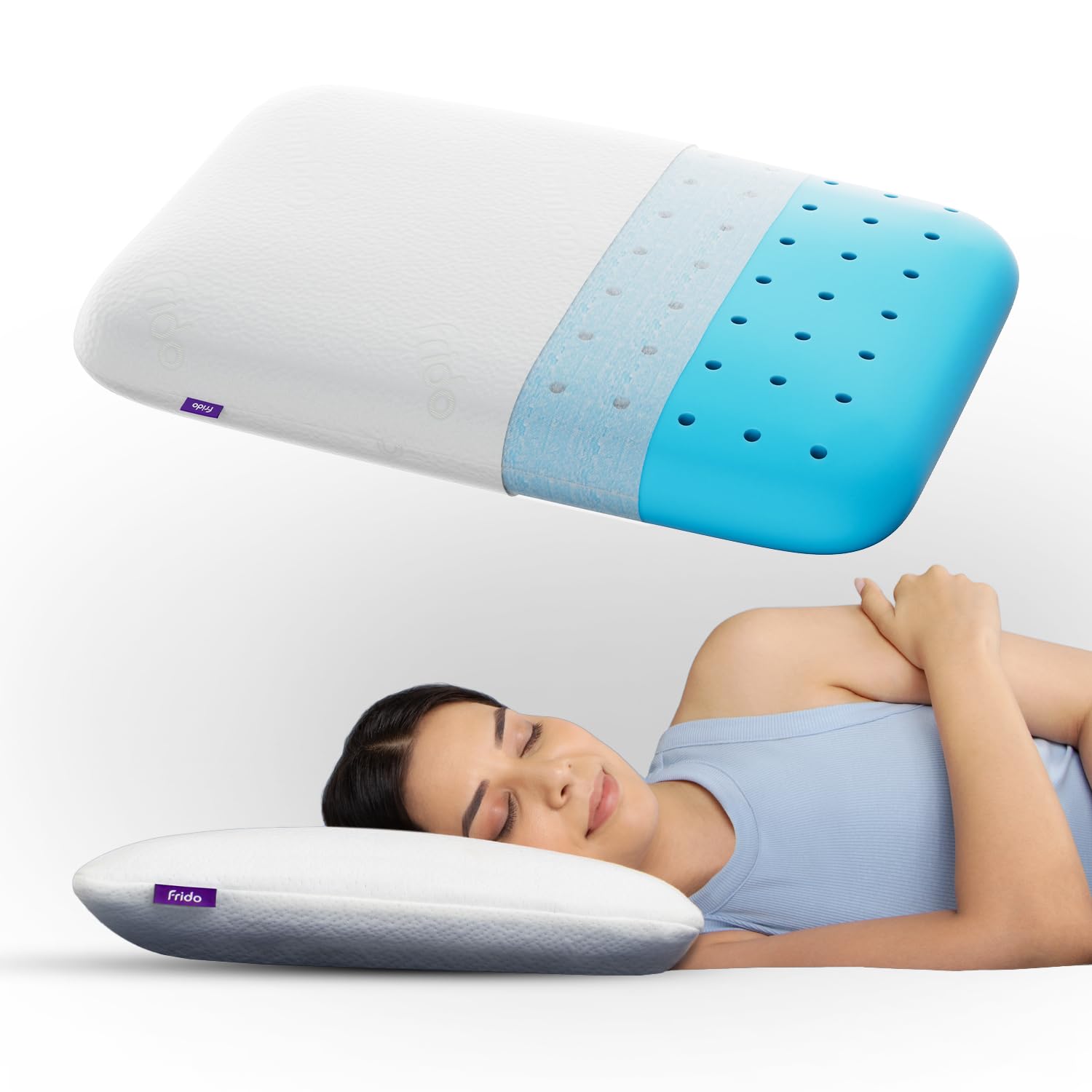 Frido Ultimate Deep Sleep Pillow | King Size 4 Inch Height | Orthopedic Grade Gel Memory Foam for Neck & Shoulder Pain Relief, Includes Bamboo Pillow Cover, Pack of 1, White