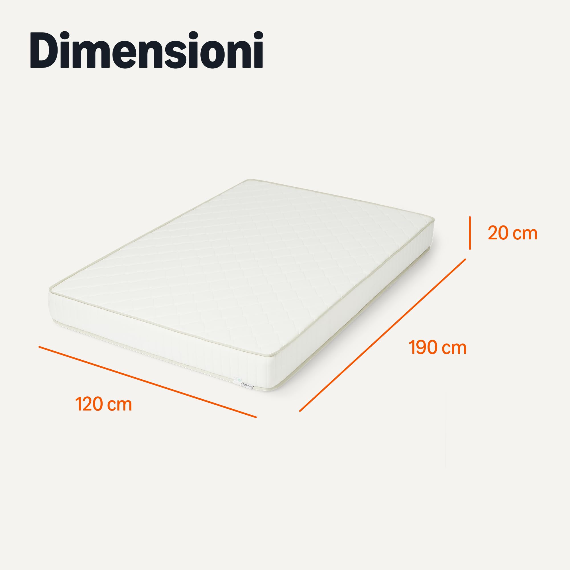 Amazon Basics - Materasso in Memory Foam, Media Rigidità (H3), Altezza 20cm, Dimensioni 120 x 190cm