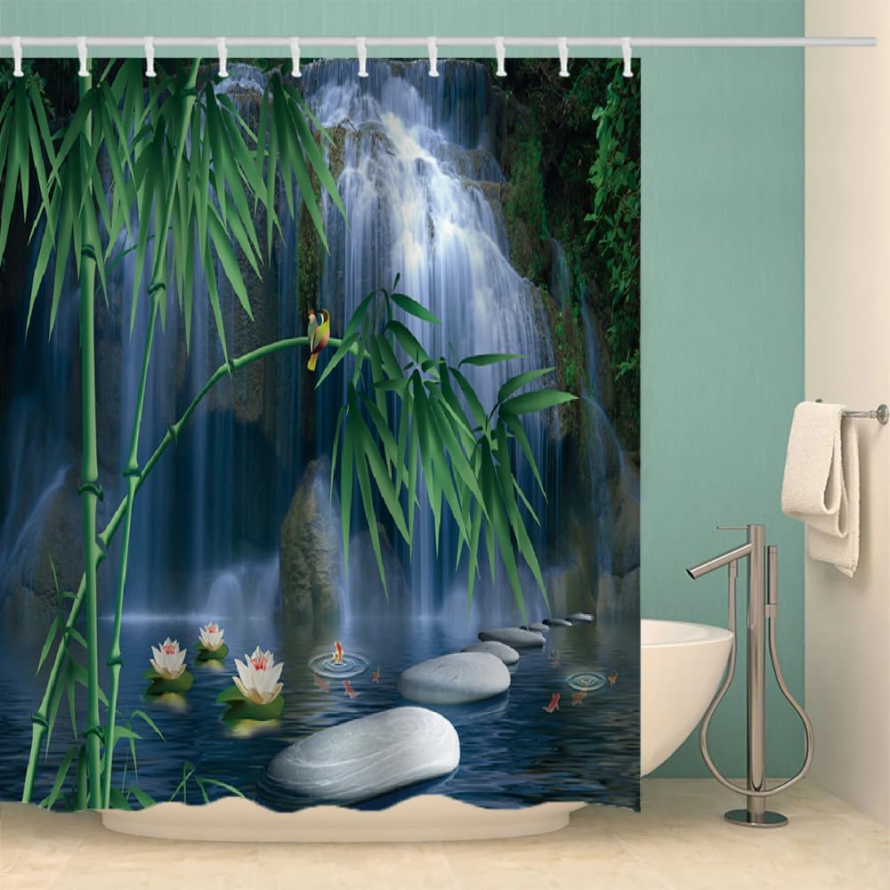 Mid-Century Modern Shower Curtain,72" W x 72" L Geometric Lines Shower Curtains for Bathroom, Fabric Bath Curtain Sets Decor with Hooks（Colorful）